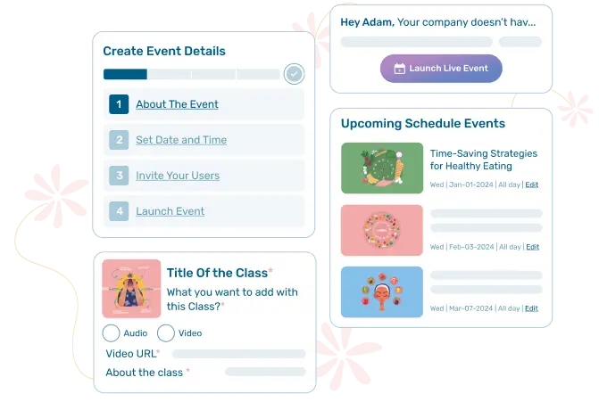 Upcoming schedule events details