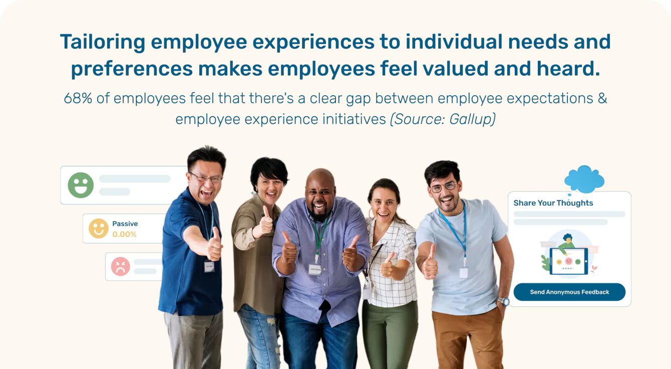 Tailoring employee experiences to individual needs and preferences makes employees feel valued and heard